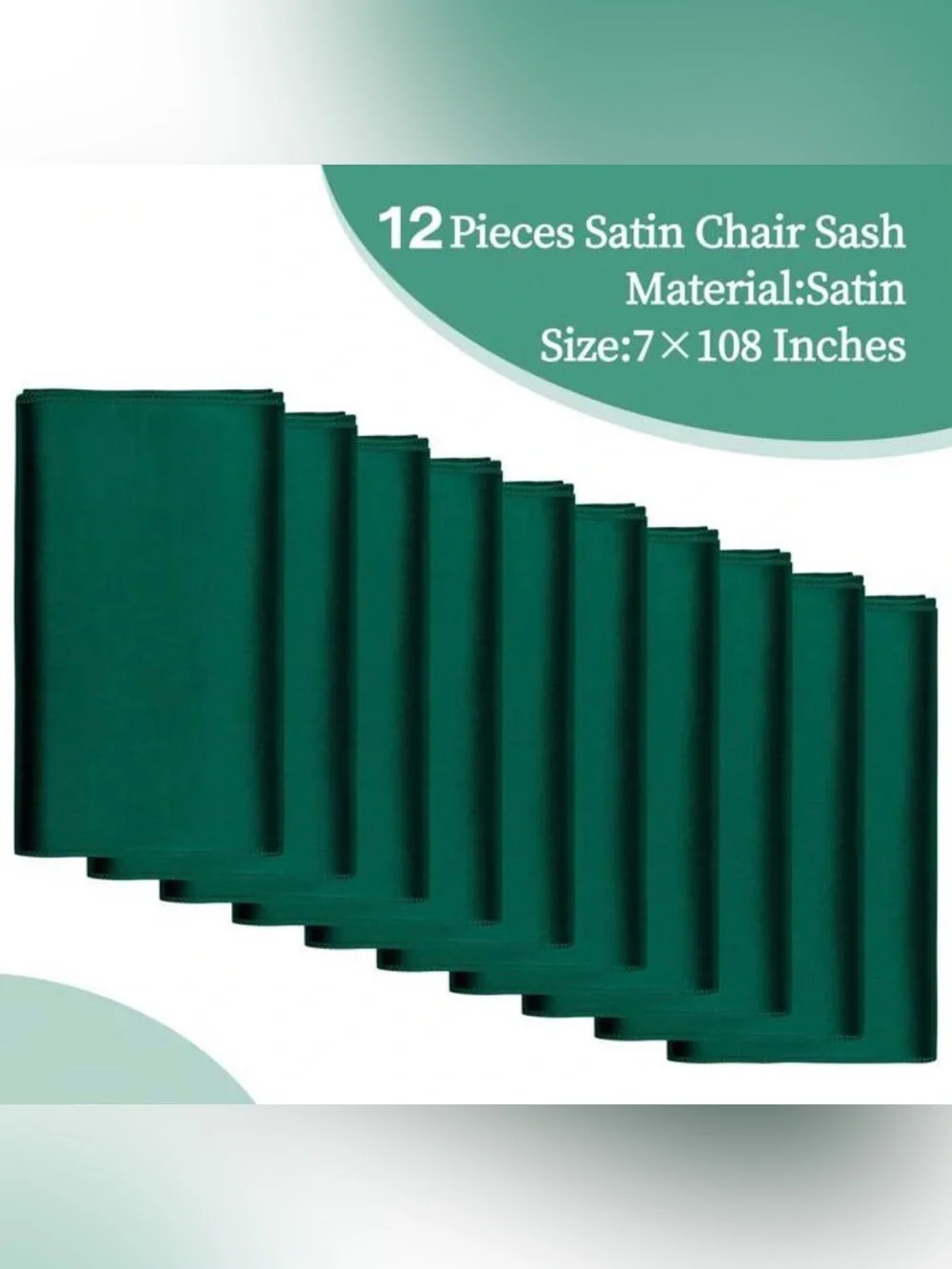 Elegant Emerald Green Satin Sashes - Pack of 12